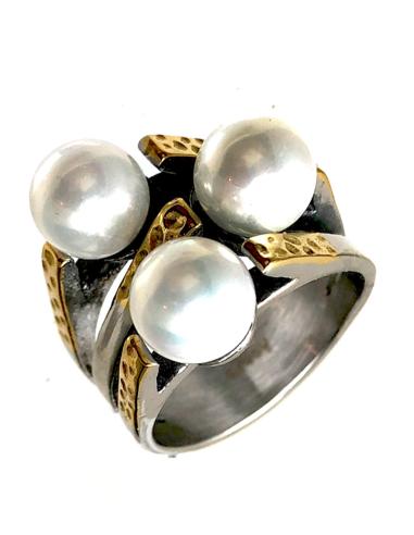 ANILLOS GRANDES Y ORIGINALES DECORADOS CON PERLAS - Imagen 1