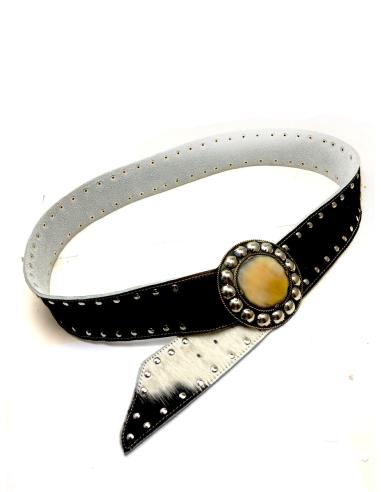 CINTURONES ANCHOS PARA MUJER DE PIEL DE POTRO BLANCO Y NEGRO
