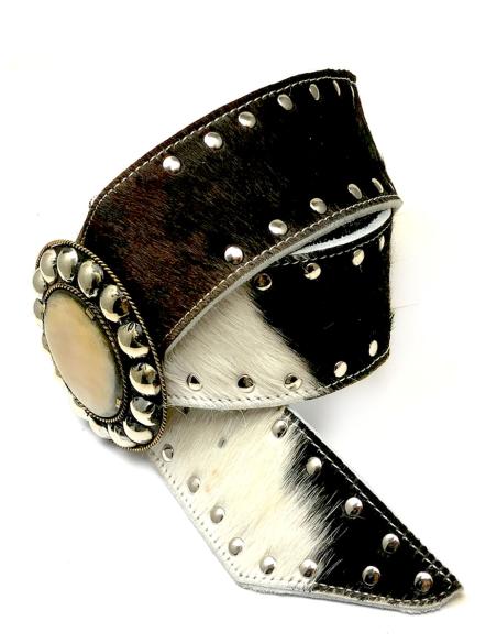 CINTURONES ANCHOS PARA MUJER DE PIEL DE POTRO BLANCO Y NEGRO