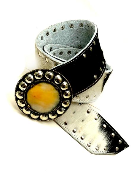 CINTURONES ANCHOS PARA MUJER DE PIEL DE POTRO BLANCO Y NEGRO