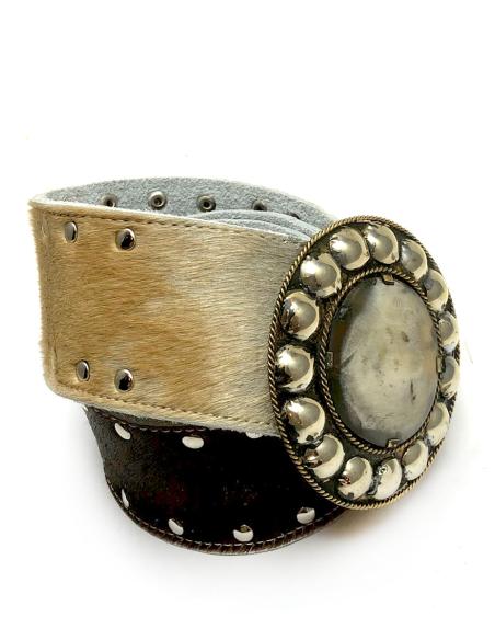 CINTURONES ANCHOS PARA MUJER DE PIEL DE POTRO MARRON Y BEIGE