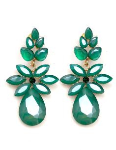 PENDIENTES LARGOS VERDES CON DISEÑO DE FLOR EN CRISTAL - Imagen 1