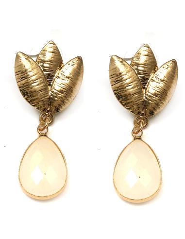 BONITOS PENDIENTES BLANCOS Y DORADOS ELEGANTES PARA BODAS