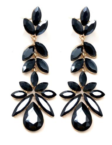 LARGOS PENDIENTES NEGROS MUY ELEGANTES PARA BODAS Y EVENTOS - Imagen 1