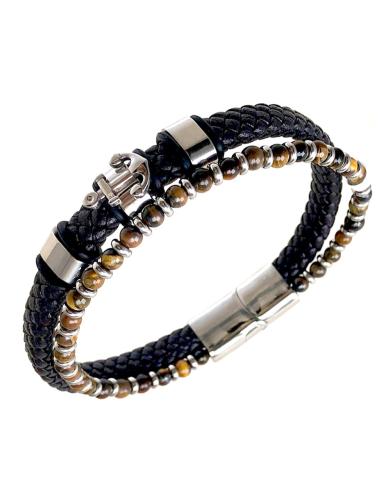 PULSERAS MARRONES DE HOMBRE CUERO Y ACERO