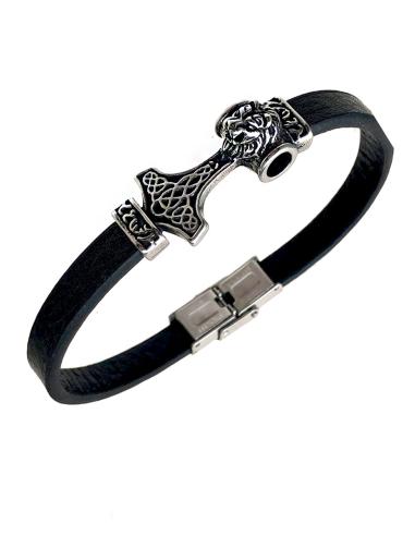 PULSERAS DE HOMBRE CUERO CON ORIGINAL DISEÑO DE MARTILLO DE THOR
