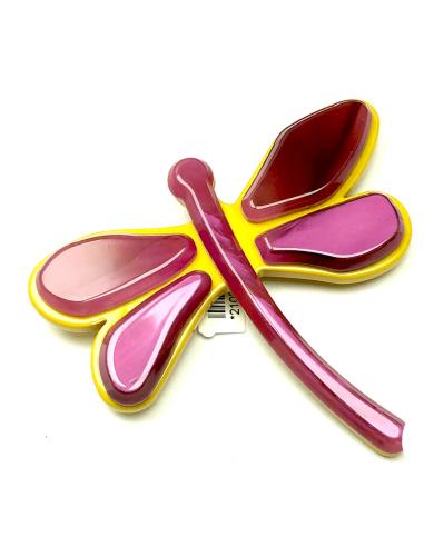 PRECIOSOS Y VISTOSOS BROCHES MUJER DE LIBELULAS EN FUCSIA Y AMARILLO