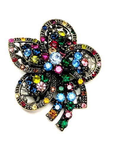 BROCHES DE FIESTA PARA MUJER CON FLOR DE PEDRERIA MULTICOLOR - Imagen 1