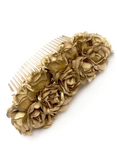 TOCADOS DORADOS DE PEINETAS CON PEQUEÑOS CAPULLOS DE ROSA - Imagen 2