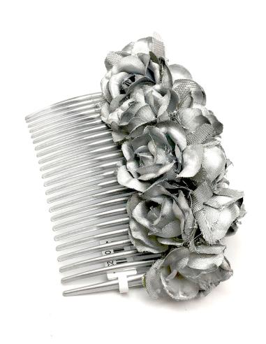 TOCADOS PLATEADOS DE PEINAS CON PEQUEÑOS CAPULLOS DE ROSA - Imagen 1