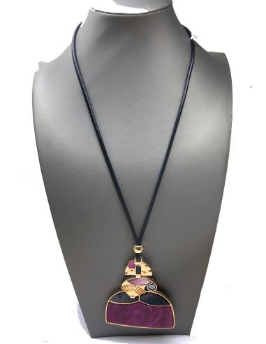COLLARES LARGOS AJUSTABLES CON PRECIOSA MEMINA EN FUCSIA
