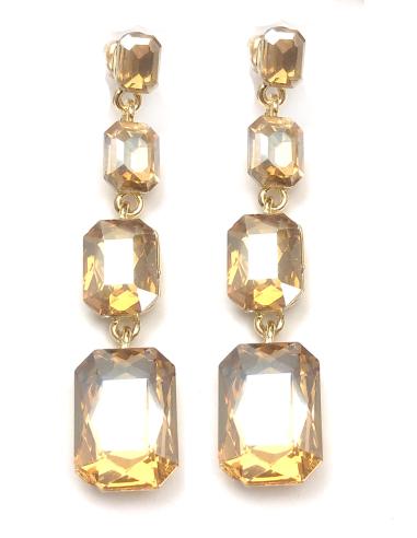 BONITOS PENDIENTES DORADOS LARGOS DE FIESTA EN CRISTAL BRILLO