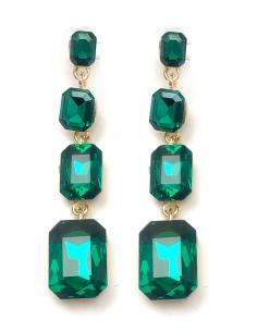 BONITOS PENDIENTES LARGOS VERDES DE FIESTA EN CRISTAL BRILLO - Imagen 1