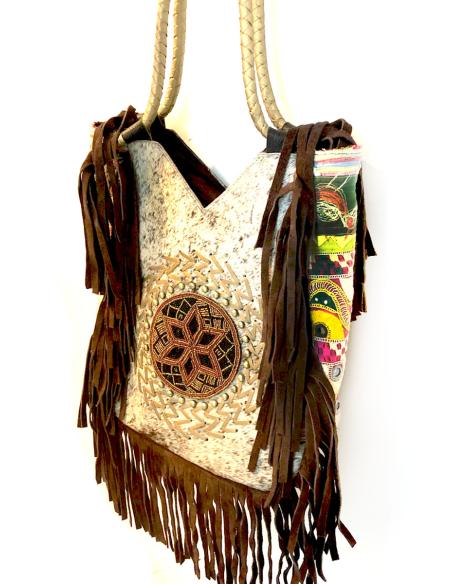 BOLSOS DE PIEL DE POTRO PARA MUJER CON FLECOS DE SERRAJE
