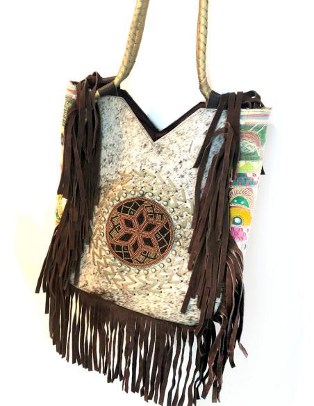 BOLSOS DE PIEL DE POTRO PARA MUJER CON FLECOS DE SERRAJE