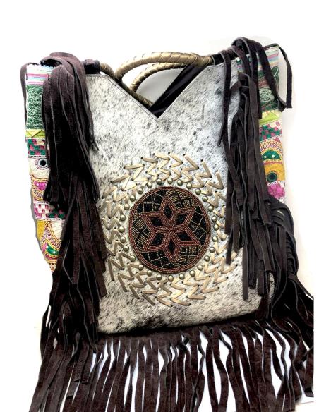 BOLSOS DE PIEL DE POTRO PARA MUJER CON FLECOS DE SERRAJE