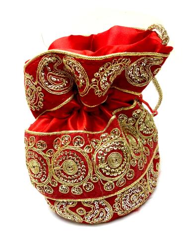 ORIGINALES BOLSOS FIESTA ROJOS Y CON BORDADOS DORADOS PARA BODAS - Imagen 1