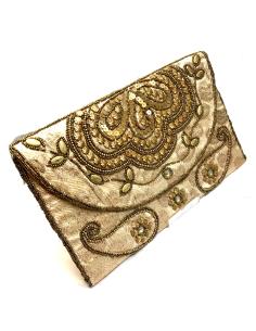 BOLSOS PARA MUJER BEIGE CON DECORACION INDIA EN DORADOS - Imagen 1
