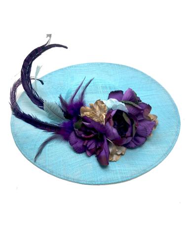 TOCADOS TURQUESA CON FLORES MORADAS PARA BODAS - Imagen 6
