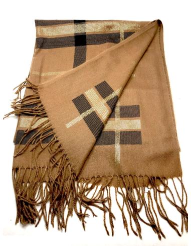 BUFANDAS Y  PASHMINAS MARRONES CON DETALLES DORADOS