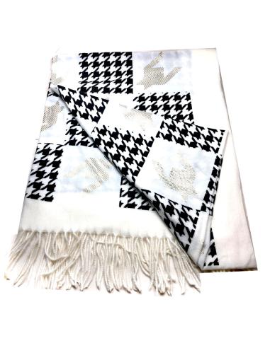 BUFANDAS Y  PASHMINAS BLANCAS CON ESTAMPADO PATA DE GALLO
