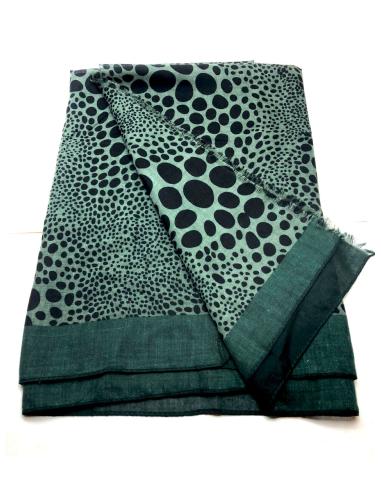 PASHMINAS MUJER VERDES CON MOTA NEGRA ANIMAL PRINT - Imagen 1