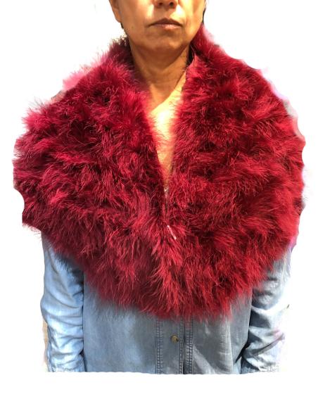 ESTOLAS GRANATES ELEGANTES CON PLUMAS DE MARABU PARA BODAS