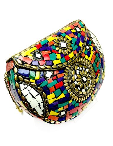 BOLSOS MUJER DE FIESTA EN MULTICOLOR CON MOSAICO DE PIEDRA