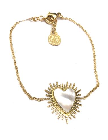 PULSERAS DORADAS DE MODA JOYITAS MINI CON CORAZON NACAR