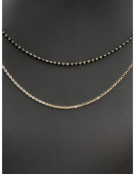 CADENAS MUJER FINAS DOBLE, PIEDRA NEGRA Y CADENA