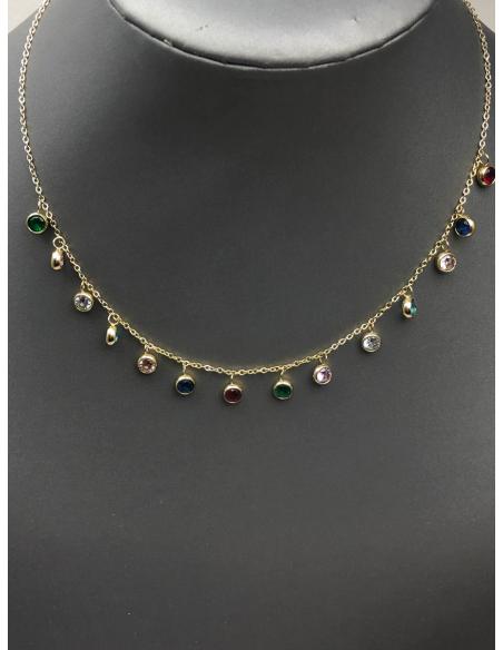 CADENAS MUJER FINAS Y ELEGANTES CON CRISTALES DE COLORES