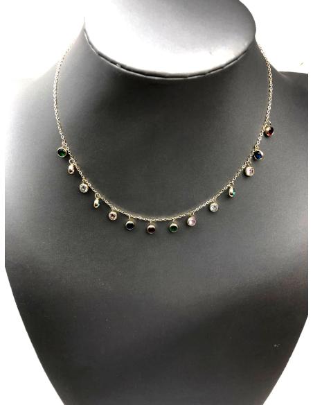 CADENAS MUJER FINAS Y ELEGANTES CON CRISTALES DE COLORES