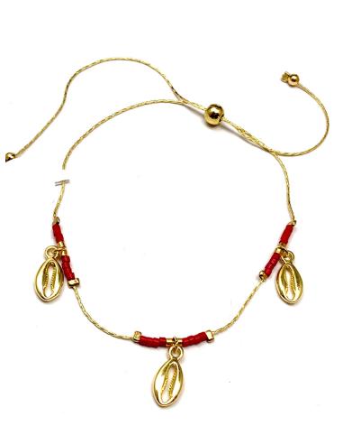 PULSERAS MUJER FINAS ROJAS CON ORO, MADRID
