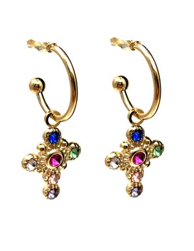 PENDIENTES ARO CON CRUZ, JOYAS MINIMALISTAS PARA TU DIA A DIA - Imagen 1