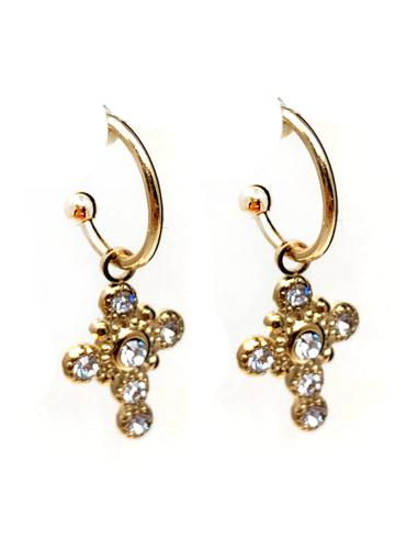 PENDIENTES ARO CON CRUZ, JOYAS UNICAS MADRID