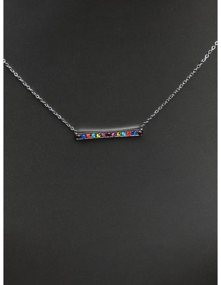 COLLARES DE CADENITAS PLATEADAS Y COLGANTE DISEÑO MULTICOLOR - Imagen 1