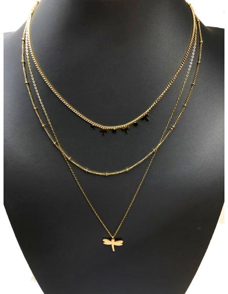 CADENAS MUJER DORADAS TRIPLE CON LIBELULA, MODA