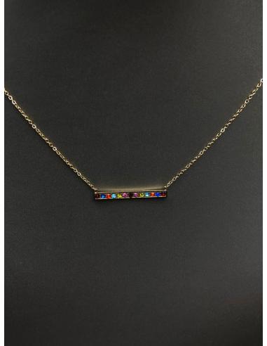 COLLARES DE CADENITAS DORADAS Y COLGANTE DISEÑO MULTICOLOR
