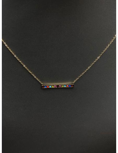COLLARES DE CADENITAS DORADAS Y COLGANTE DISEÑO MULTICOLOR