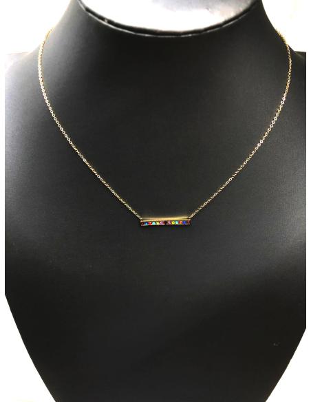COLLARES DE CADENITAS DORADAS Y COLGANTE DISEÑO MULTICOLOR