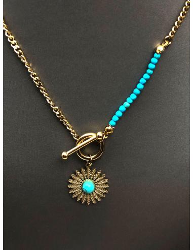 CADENAS MUJER CON CON COLGANTES SENCILLOS Y TURQUESA - Imagen 1