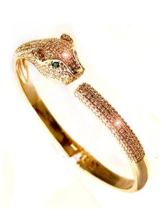 PULSERAS DORADAS CABEZA DE LEOPARDO CON FINAS CIRCONITAS - Imagen 1