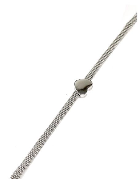 PULSERAS PLATEADAS CON CORAZON DELICADEZA PARA SU LOOK