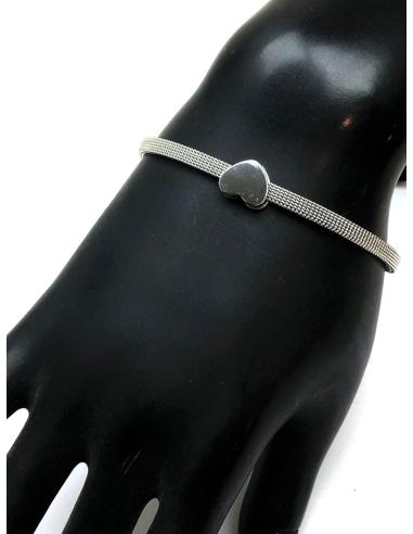 PULSERAS PLATEADAS CON CORAZON...