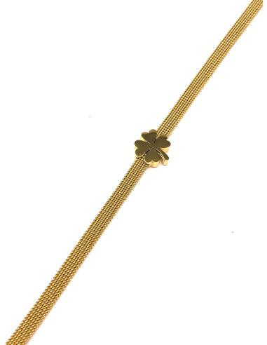 PULSERAS DORADAS CON TREBOL DISEÑOS CARGADOS DE ENCANTO