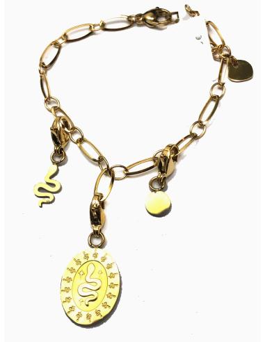 PULSERAS MUJER DE CADENA ACERO Y COISTAS COLGANDO