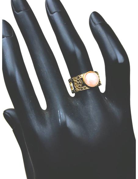 ANILLOS MUJER EN ACERO Y PIEDRA CUARZO ROSA, BIUTERIA Y JOYERIA MADRID