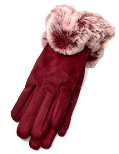 GUANTES MUJER GRANATES CON DETALLE DECORATIVO DE PELO - Imagen 1