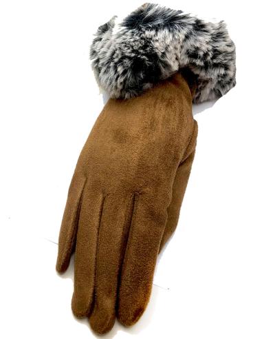 GUANTES MARRONES CON PELO EN TONO BICOLOR SUPER DE MODA