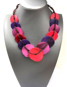 COLLARES ORIGINALES ROJOS MORADOS Y FUCSIAS HECHOS A MANO